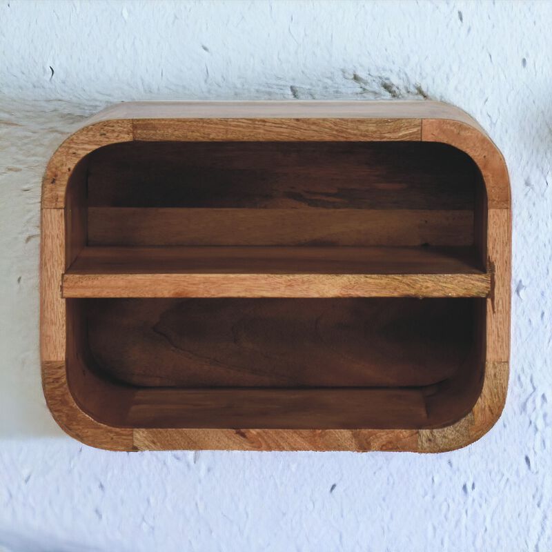 Artisan Furniture solid Wood Oak-ish Floating Open Curve Nightstand