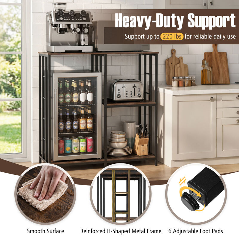3-Tier Microwave Stand Kitchen Bakers Rack with Open Shelves Storage Unit image number 3