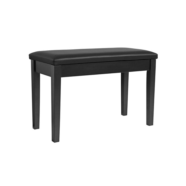 Wooden Duet Piano Bench with Padded Cushion and Music Storage -Black