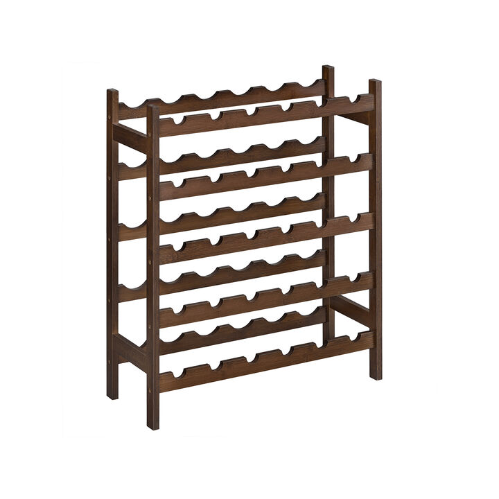 Walnut 5-Tier Wine Rack – Elegant and Sturdy Wine Storage Solution for Any Space