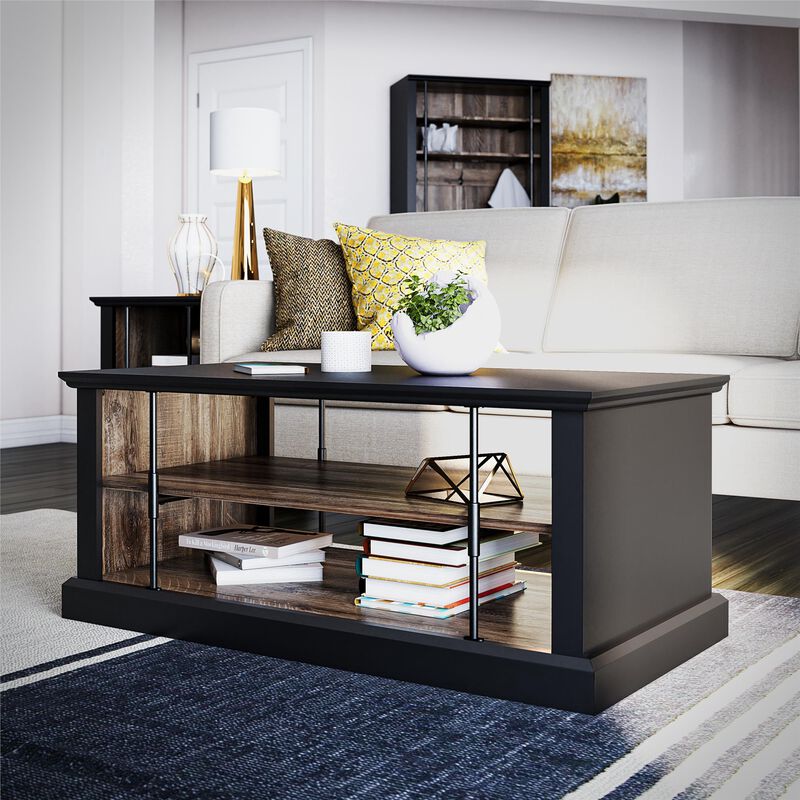 Hoffman Two-Toned Rustic Coffee Table with 2 Shelves