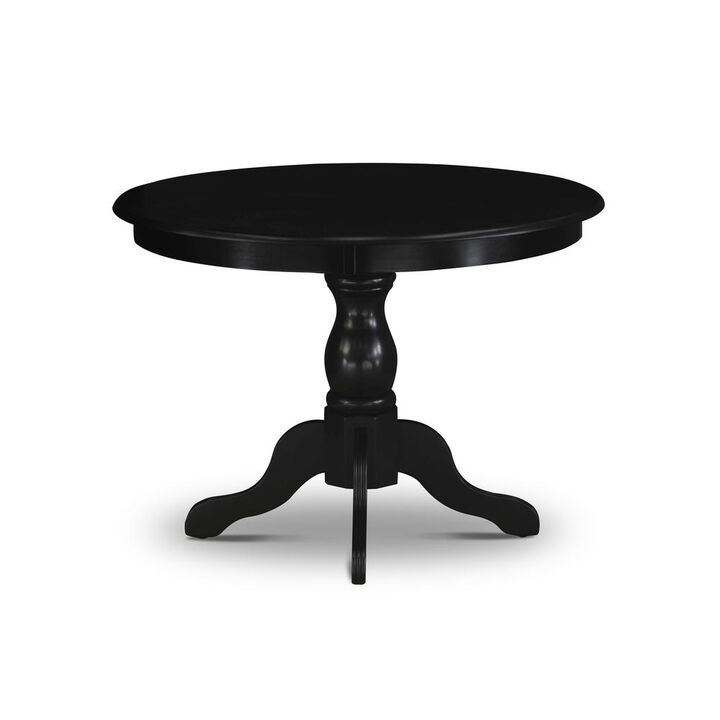 East West Furniture HBT-ABK-TP East West Furniture Modern Kitchen Table with Wire brushed Black Color Table Top Surface and Asian Wood Dining Table Pedestal Legs - Wire brushed Black Finish
