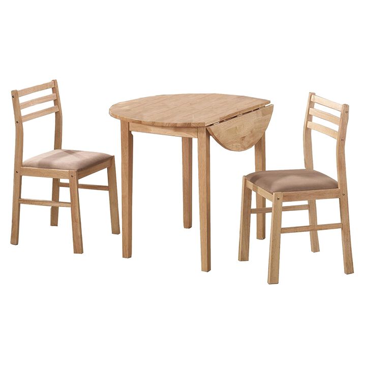 Sophisticated 3 Piece Wooden Table And Chair Set, Brown