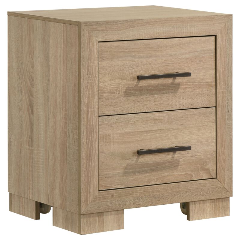 Poxy Nightstand, 2 Drawers and Hidden Casters, Oak Brown, 25 Inch image number 2