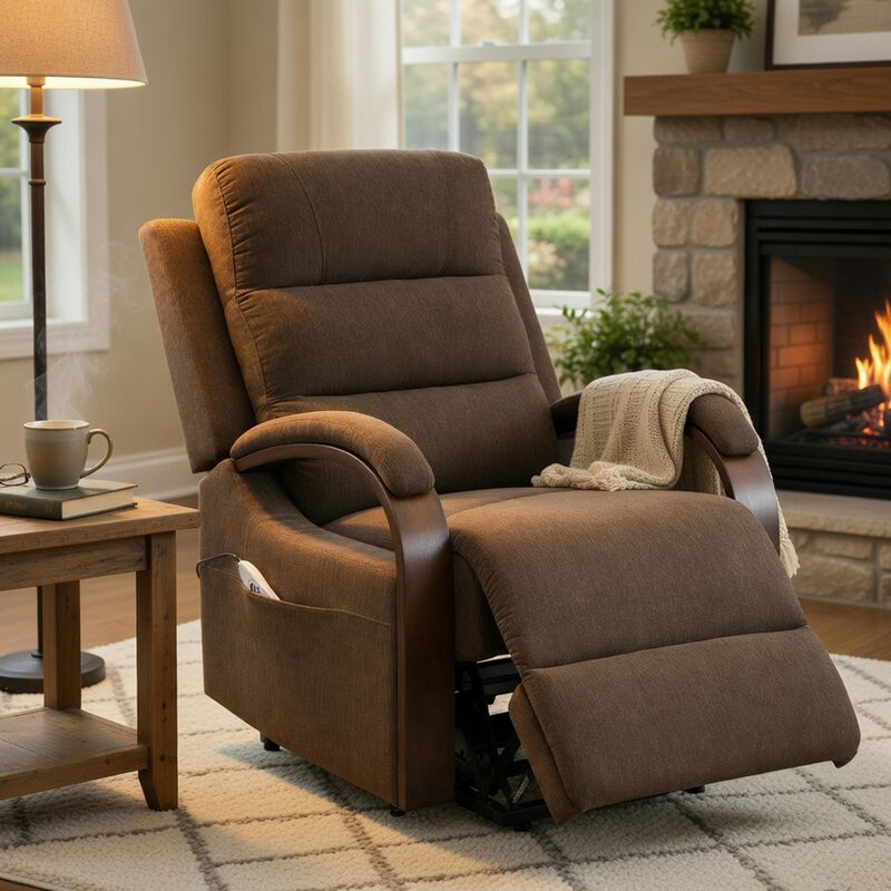 Jea Power Recliner Armchair with Lift Heating Massage, Chenille Fabric image number 1