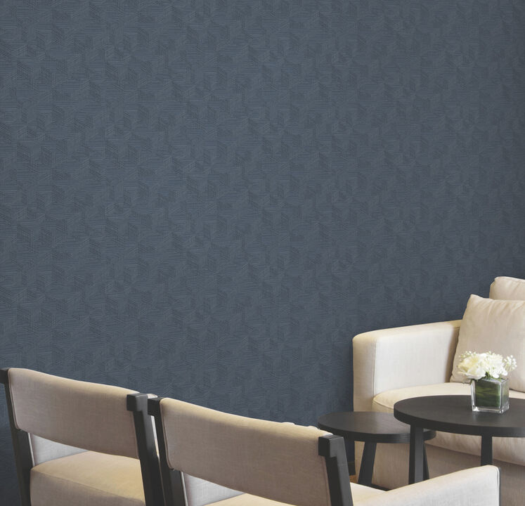 Naila Indigo Geo Weave Wallpaper (Set of 2)