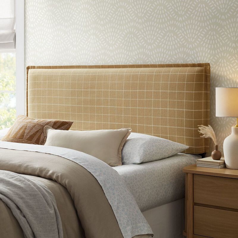 Camille Checkered Linen Blend King Size Headboard image number 6