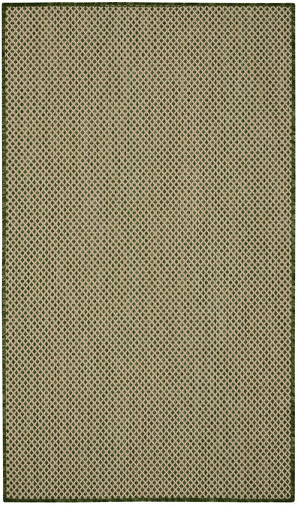 HomeRoots 3' X 5' Green And Beige Geometric Indoor Outdoor Area Rug