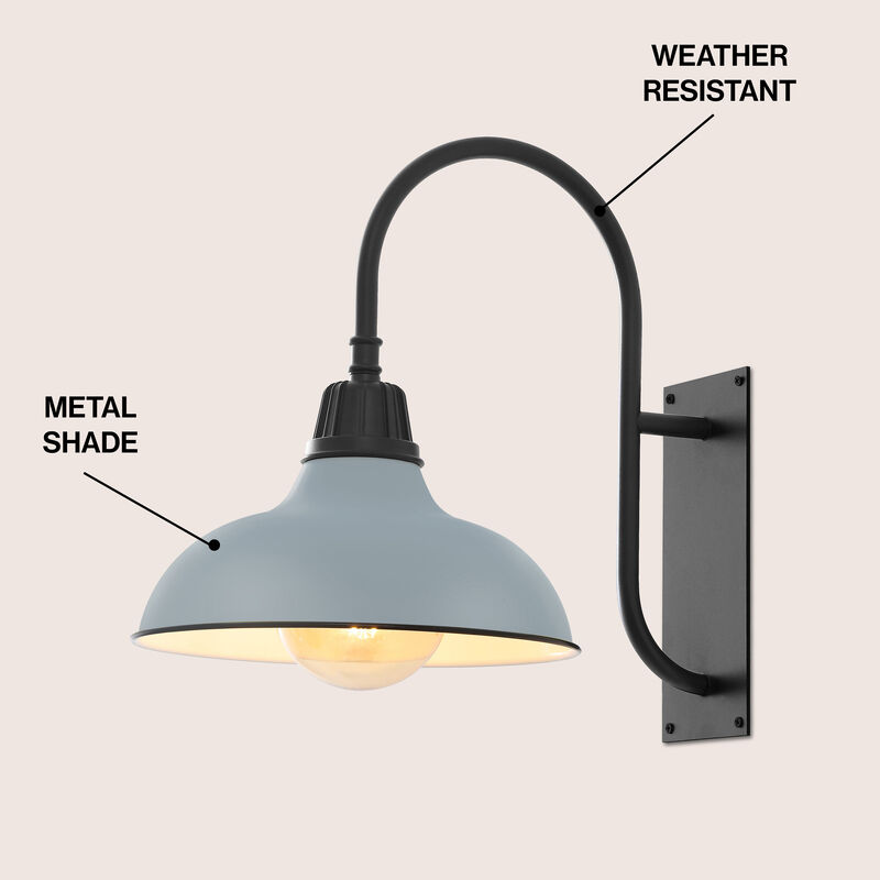 Stanley Farmhouse Industrial Indoor/Outdoor Iron LED Gooseneck Arm Outdoor Sconce