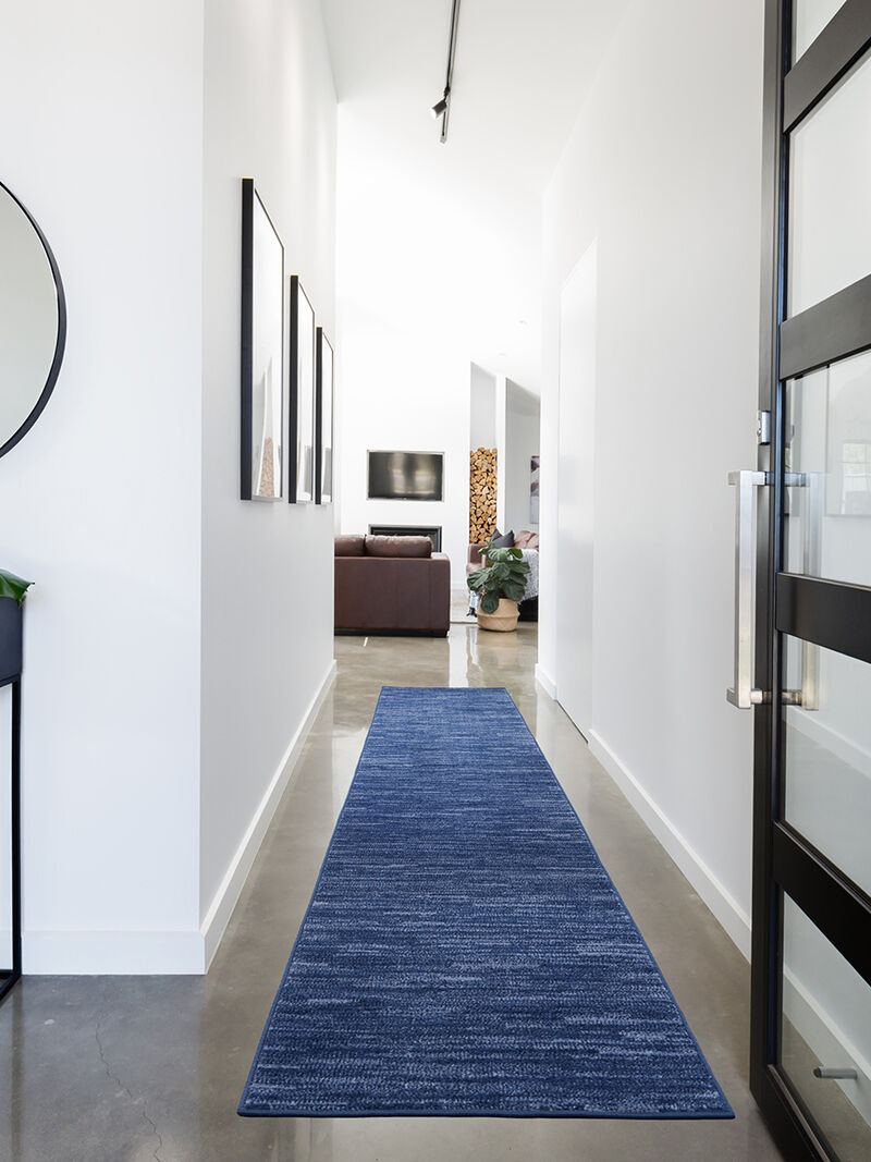 Nourison Essentials NRE01 Navy/Blue 2'2" x 20' Rug image number 7