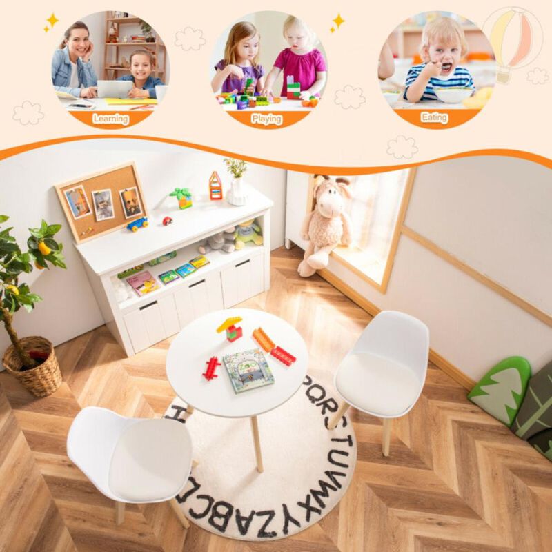 Hivvago Modern Kids Activity Play Table and 2 Chairs Set with Beech Leg Cushion