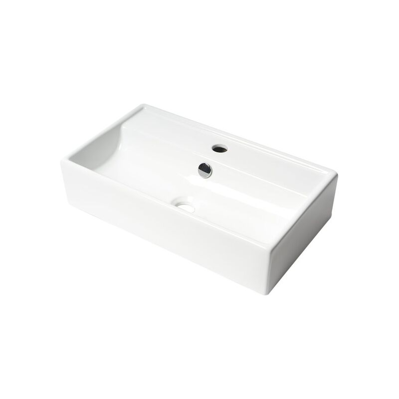 ALFI brand White 22 Rectangular Wall Mounted Ceramic Sink with Faucet Hole