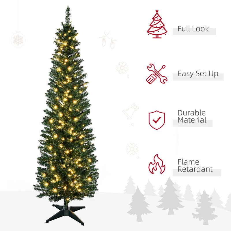 BreeBe 6' Pre-Lit Slim Noble Fir Artificial Christmas Tree with 200 LED Lights image number 3