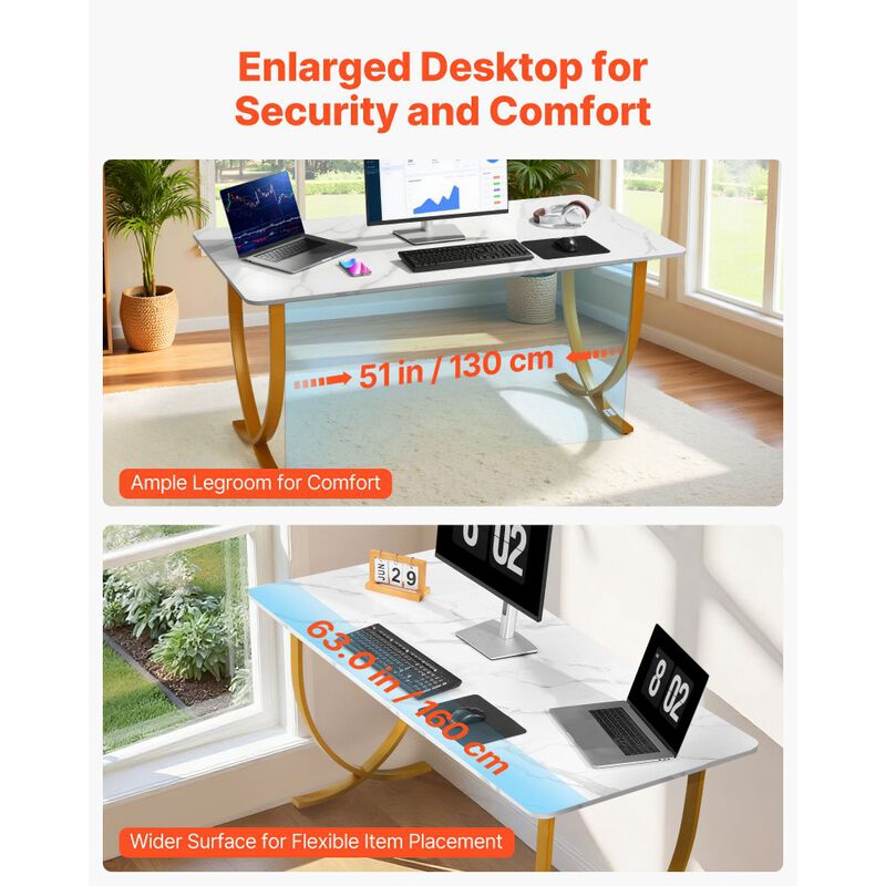 Large Executive Computer Desk, Modern Office Workstation for Conference Room and Home Office-White image number 5