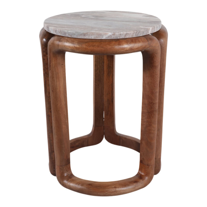 18x14" Marble Top Inlay Wood Accent Table image number 2