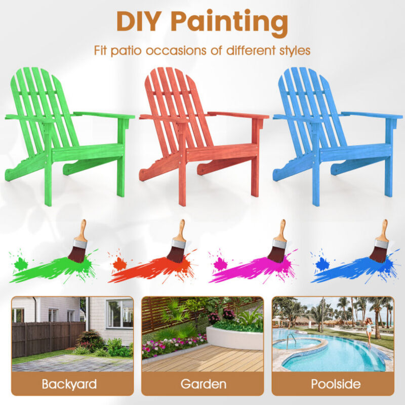 Outdoor Adirondack Chair with Sloped Seat and Tall Backrest for Porch, Patio & Poolside-Natural image number 8
