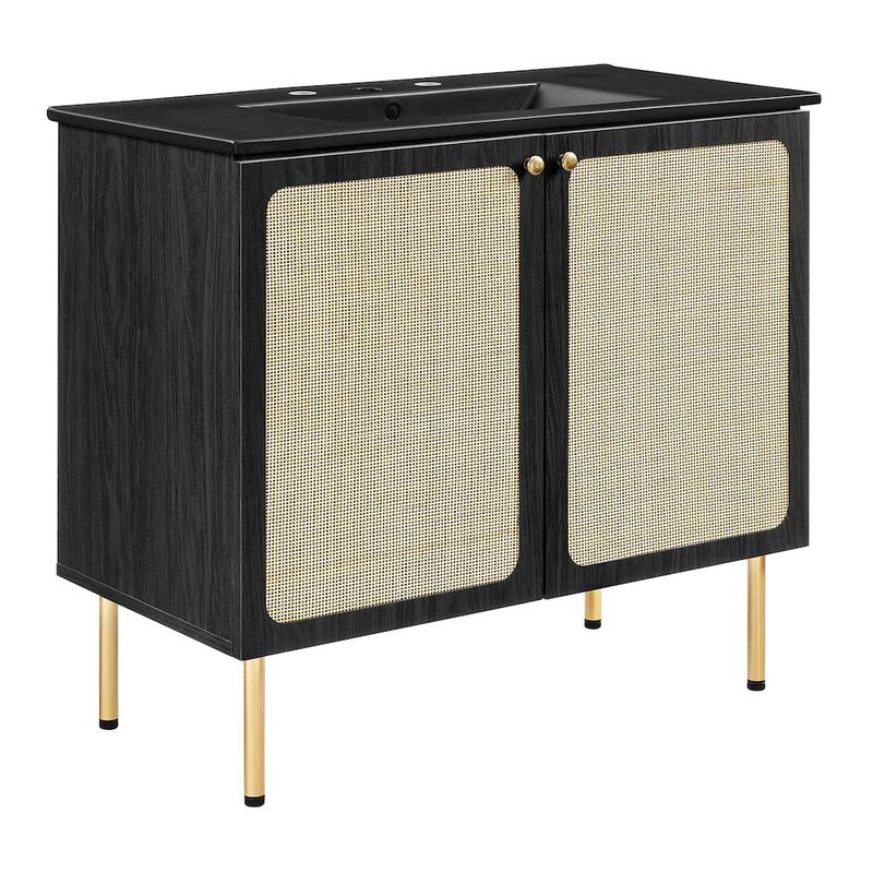 Modway Chaucer 36&rdquo; Bathroom Vanity in Oak Black with Ceramic Sink Basin, 36 Inches image number 0