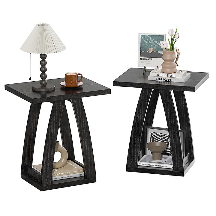 FROMJBEST End Tables Living Room, Side Table Beside Sofa, Nightstand for Bedroom, Couch Side Table with Shelf, Modern End Table