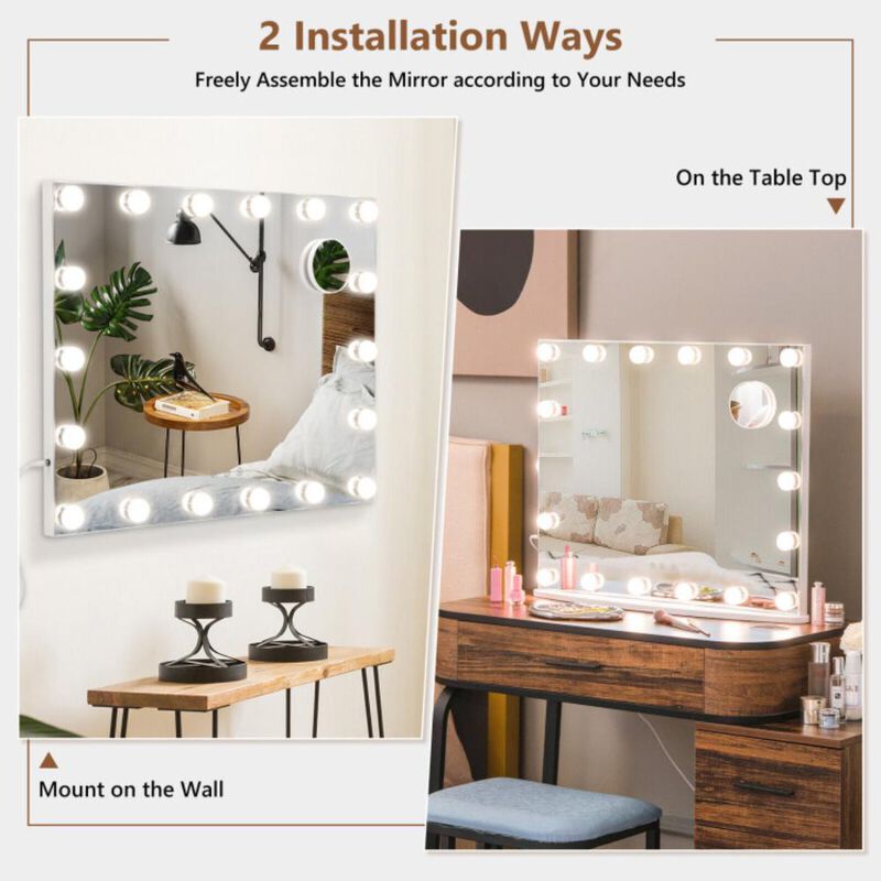 Hivvago Vanity Mirror with 18 Dimmable LED Bulbs and 3 Color Lighting Modes