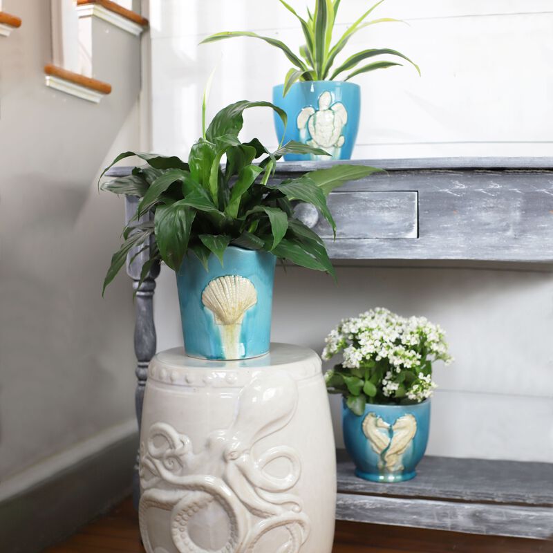 Euro Ceramica Grotto Seashell Scalloped Planter image number 3