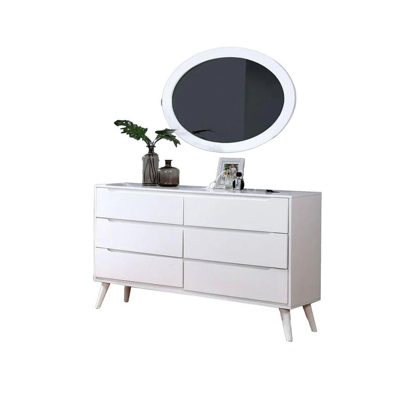 Leyla 4pc Twin Bedroom Set, Dresser with Oval Mirror, Wood image number 3