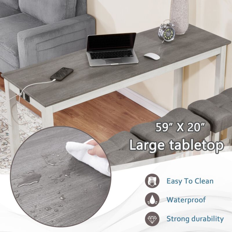 Kepfuf 4‑Piece Farmhouse Bar Table Set image number 4