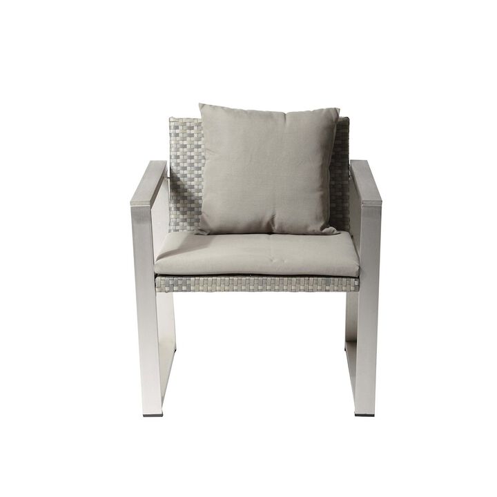 Pangea Home Chester Chair, Brushed Grey In Aluminum, Rattan