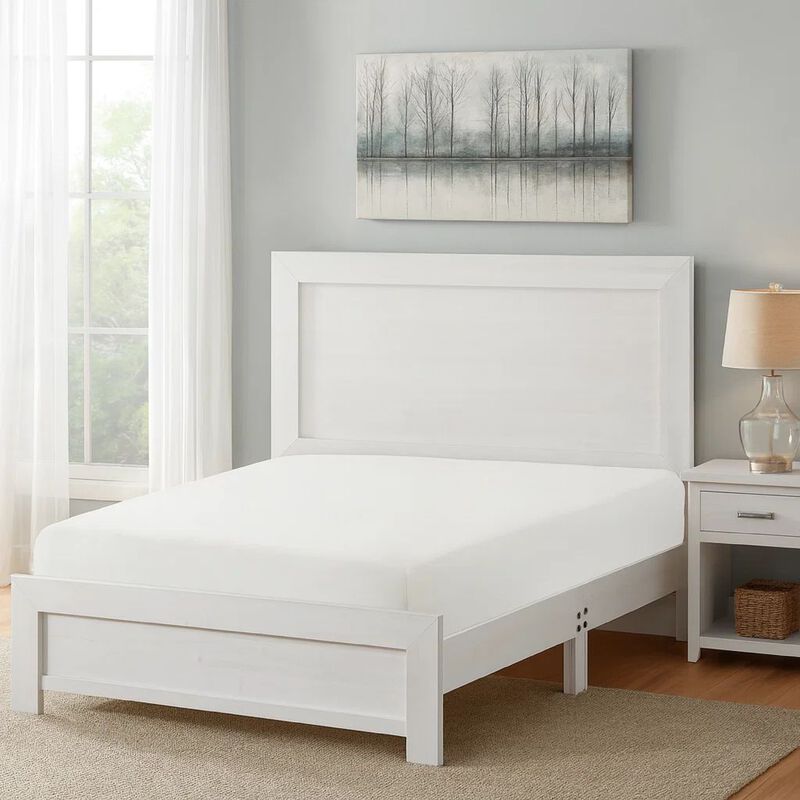 Eby King Size Bed, Rustic Farmhouse Style, White Finish Wood Veneer image number 1