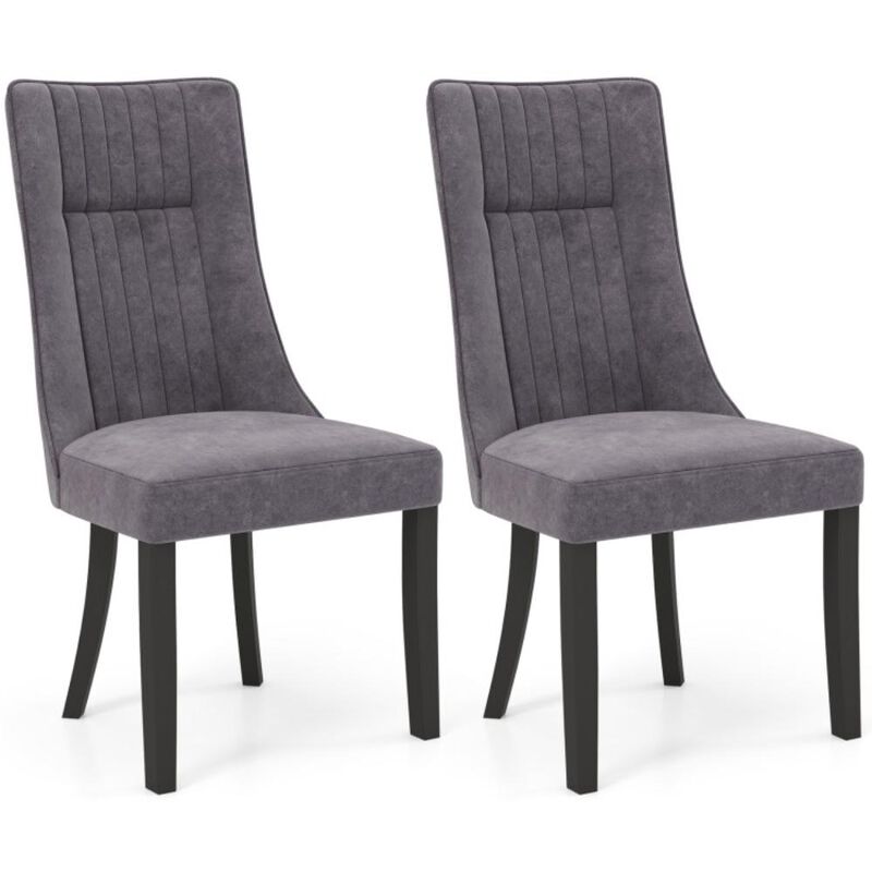 Hivvago Channel Tufted Dining Chairs Set of 2 Upholstered Kitchen Side Chairs with High Backrest