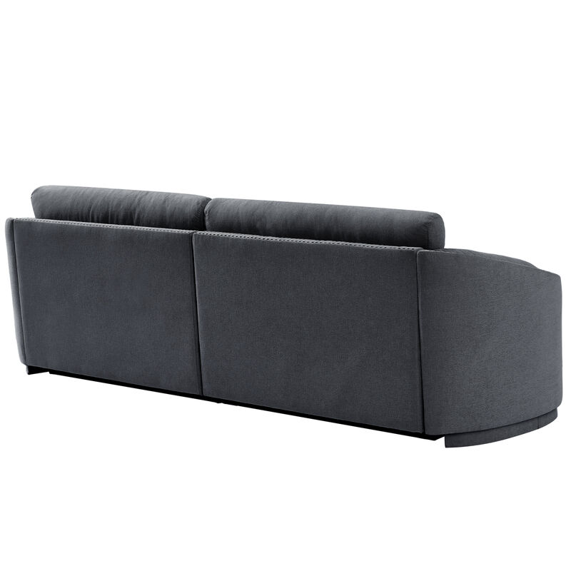 Stylish Sofa with Semilunar Arm, Rivet Detailing, and Solid Frame for Living Room