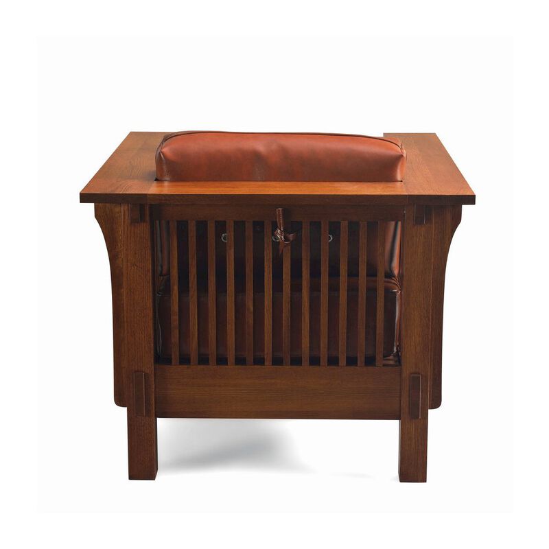 Crafters and Weavers Craftsman Crofter Mission Style Arm Chair - Chesnut Brown Leather