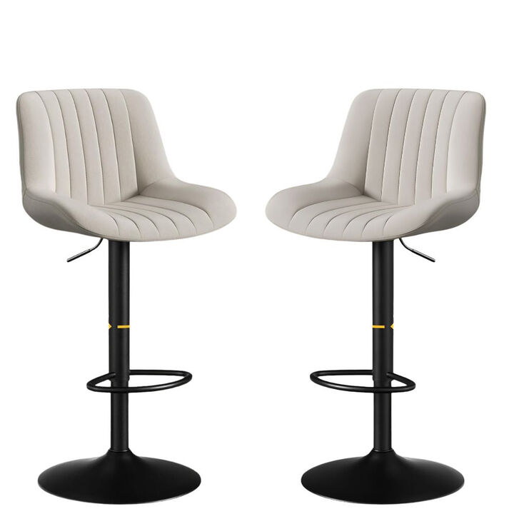 Swivel Bar Stools Set of 2, Upholstered Counter Height Bar Stools with Back and Footrest, 360 Degree Swivel Kitchen Island Chairs, Modern Barstools for Kitchen Counter, Home Bar, Dining