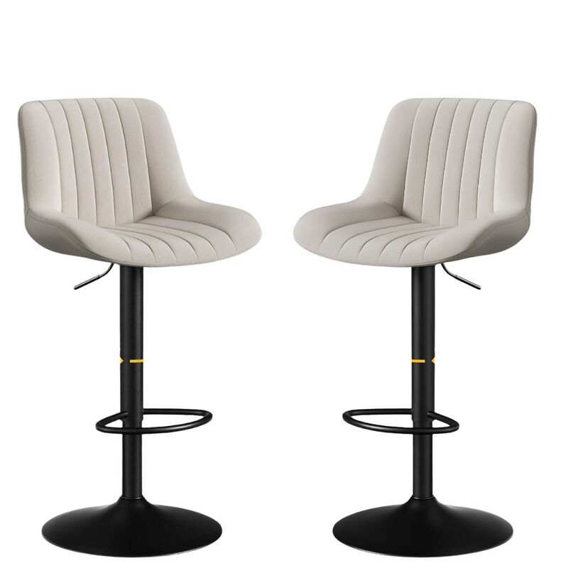 Swivel Bar Stools Set of 2, Upholstered Counter Height Bar Stools with Back and Footrest, 360 Degree Swivel Kitchen Island Chairs, Modern Barstools for Kitchen Counter, Home Bar, Dining image number 0