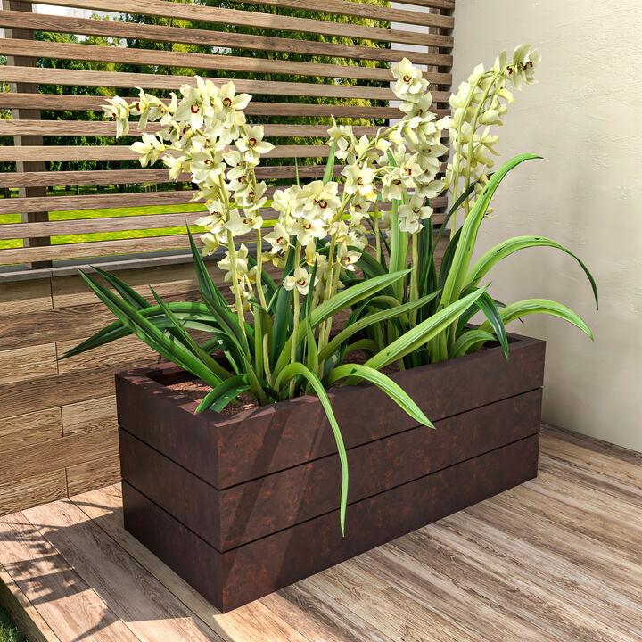 Leisuremod Oasis Series Rectangle Fiberstone and MgO Clay Planter