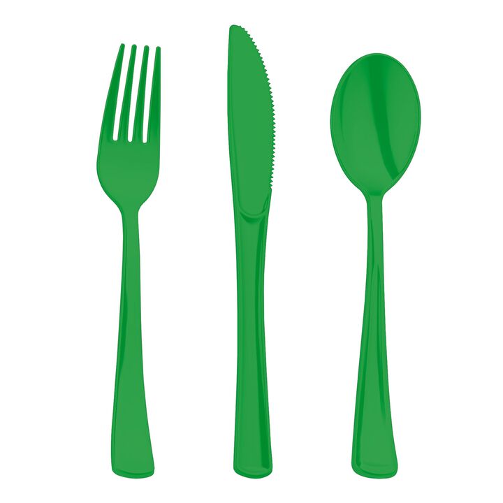 Green Plastic Party Cutlery Set (144 Sets)