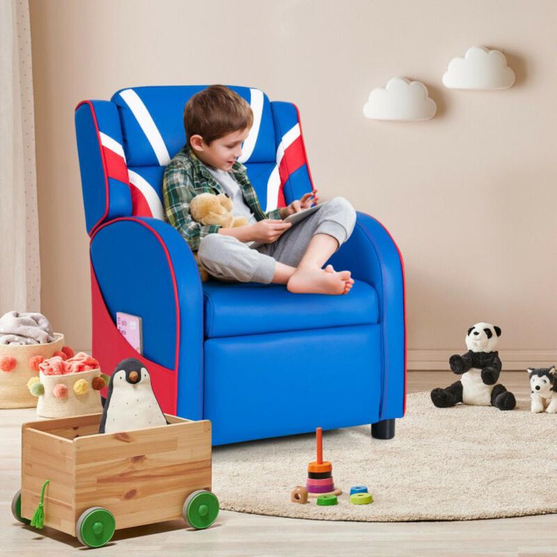 Hivvago Kids Leather Recliner Chair with Side Pockets