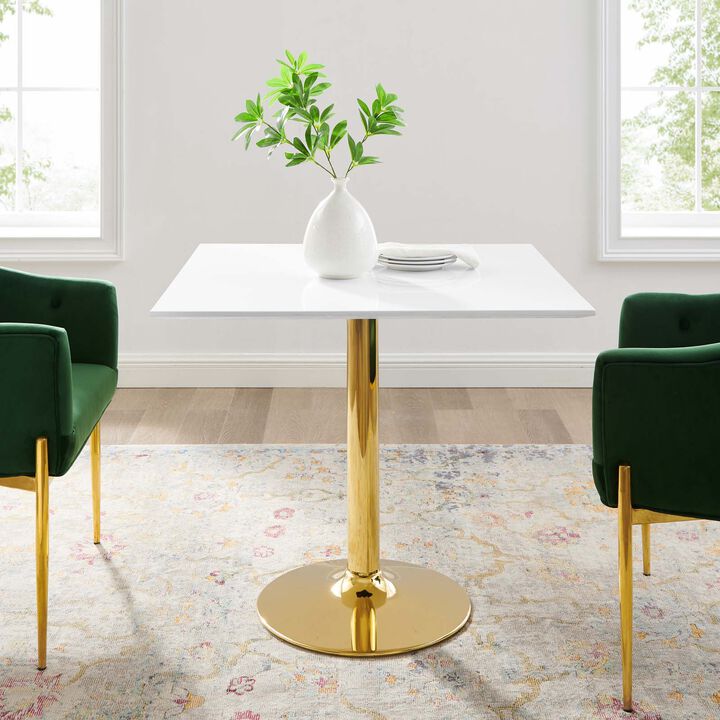 Modway - Verne 35" Square Dining Table Gold White