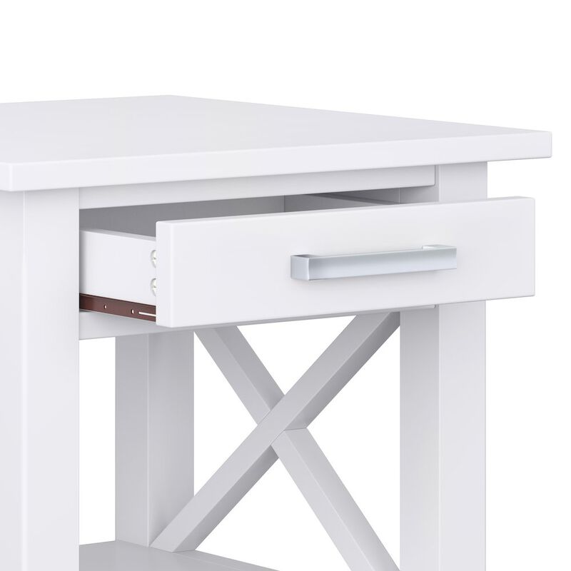Simpli Home Kitchener Solid Wood End Table In White