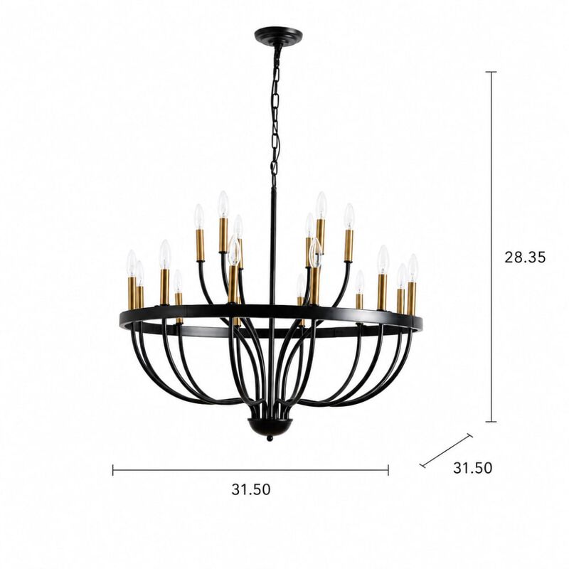 ELEMENT ACE 15-Light Industrial Iron Candle Chandelier Modern Farmhouse Suspended Pendant Light Fixture for Dining Room Bedroom Living Room Kitchen Island Foyer image number 1