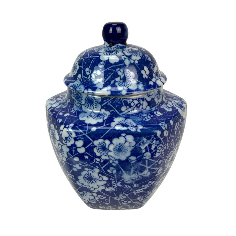 Decorative Jars Set Of 3 Blue White Chinoiserie Porcelain Lidded 675 In image number 5