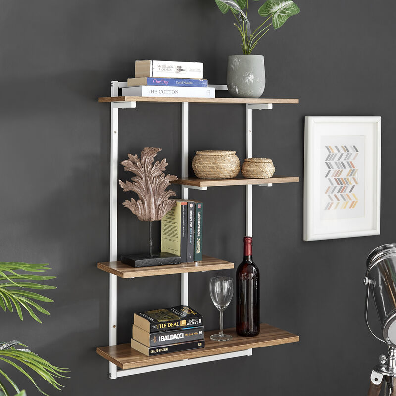 Rhodes 4 Tier Modern Floating Windowsill Wall Shelf Unit with Metal Frame