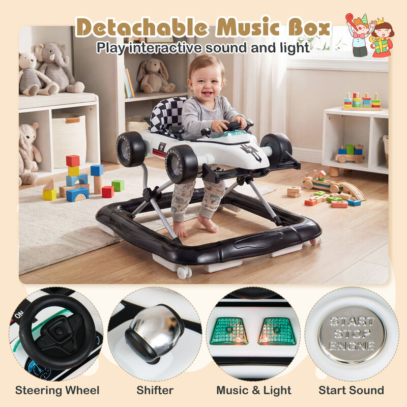 4-in-1 Adjustable Baby Walker with Activity Center and Music Box image number 5