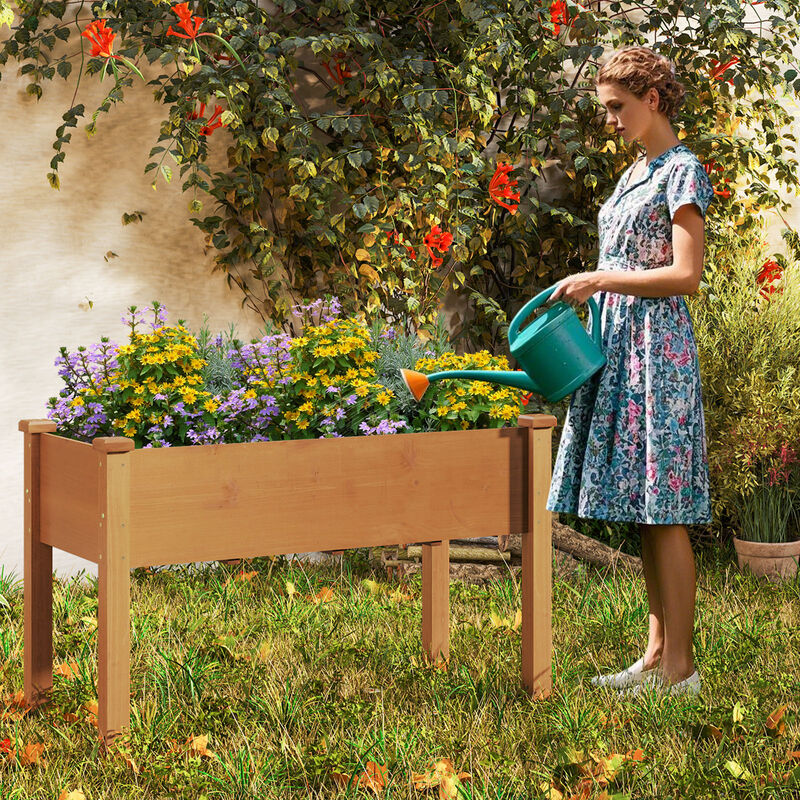 Raised Garden Bed with Legs and Drainage Holes for Backyard