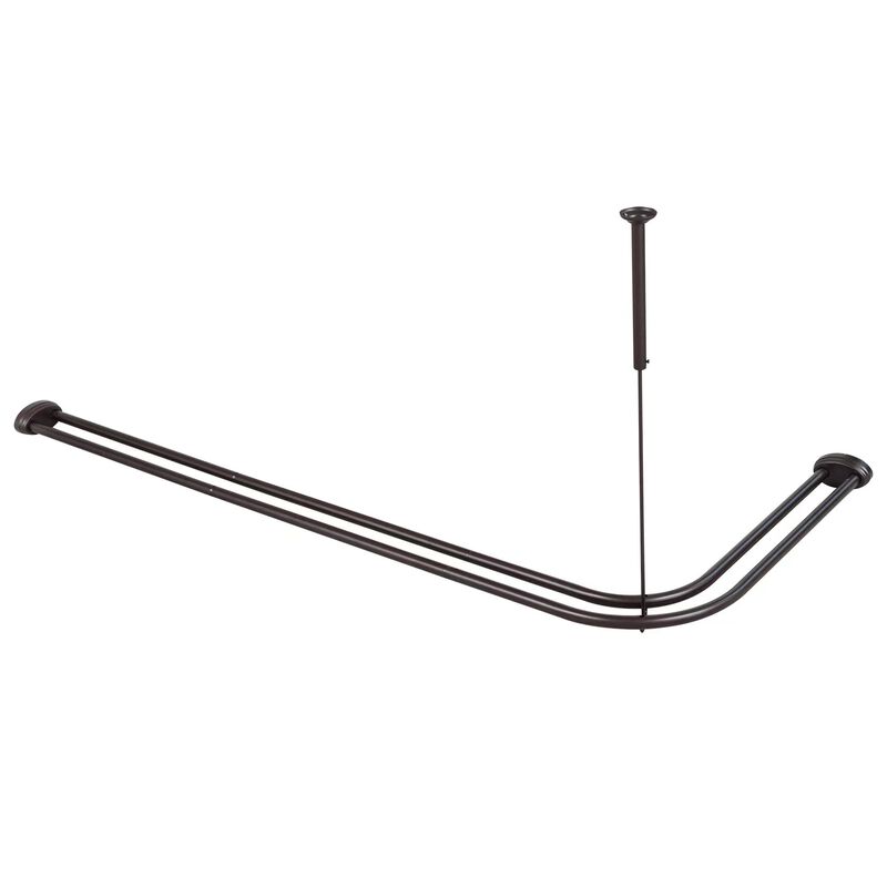 Rustproof Aluminum Double L-Shaped Shower Curtain Rod image number 0