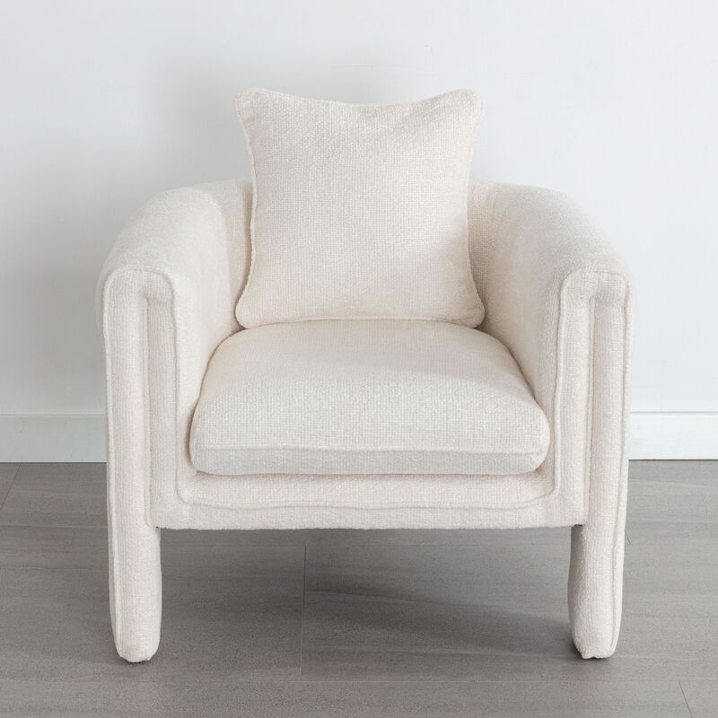Modern Style Accent Chair Armchair for Living Room, Bedroom, Guest Room, Office, Ivory
