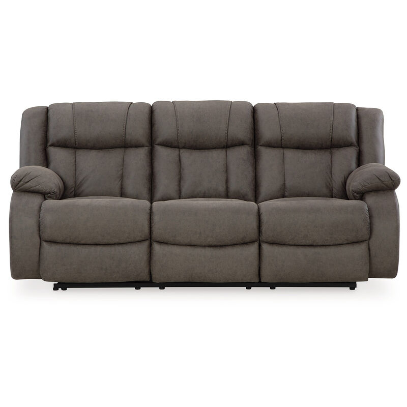 Perth Manual Recliner Sofa, Gray Contrast Stitch Faux Leather 86 Inch image number 2