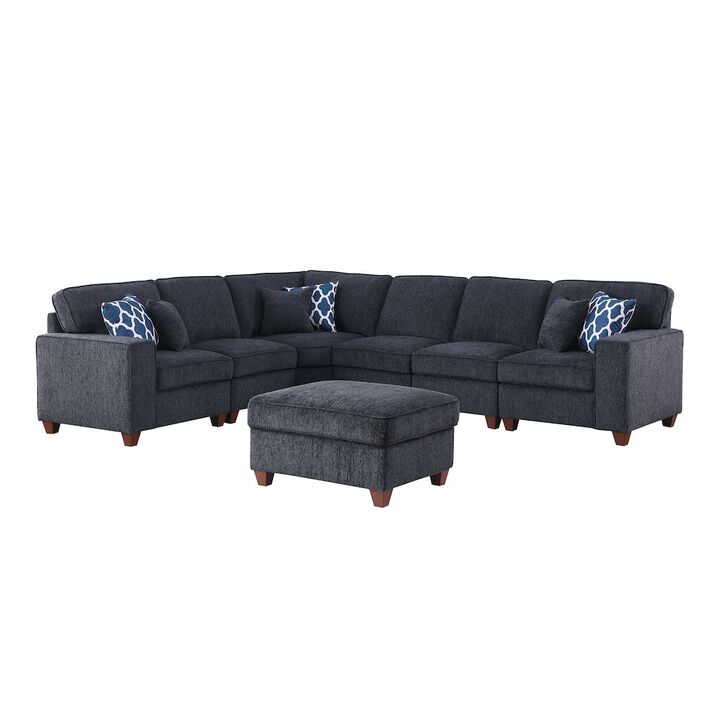 Devion Furniture 7-Piece Upholstered Modern Chenille Sectional