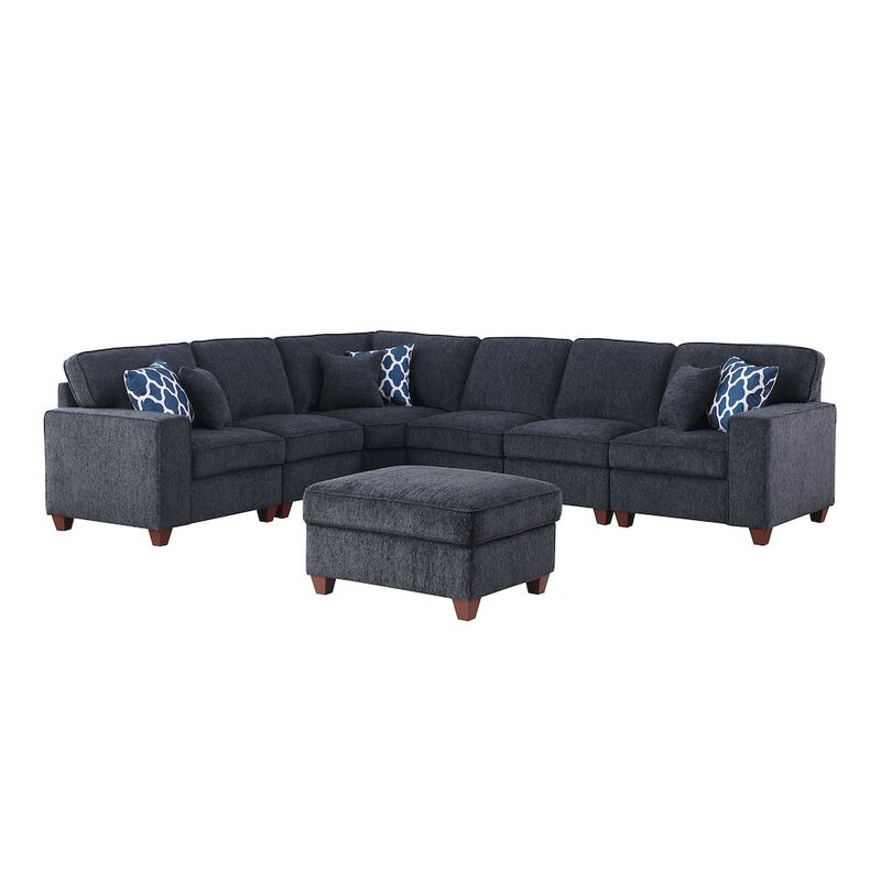 Devion Furniture 7-Piece Upholstered Modern Chenille Sectional image number 0