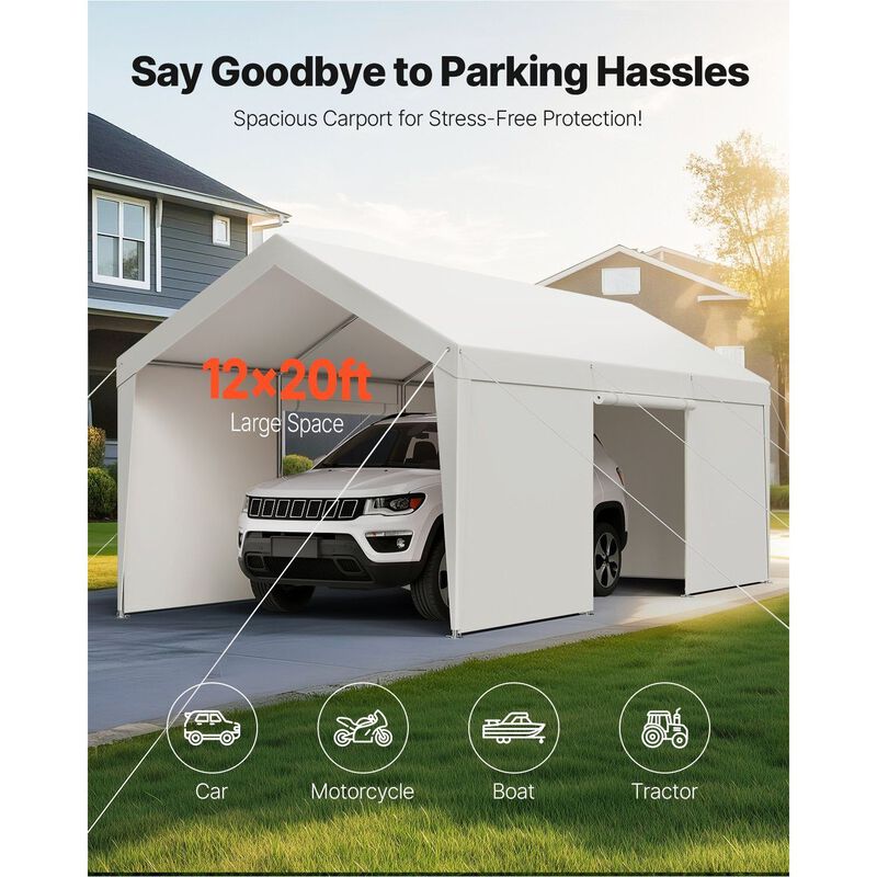Portable Carport Canopy with Removable Sidewalls UV and Water Resistant Shelter image number 2