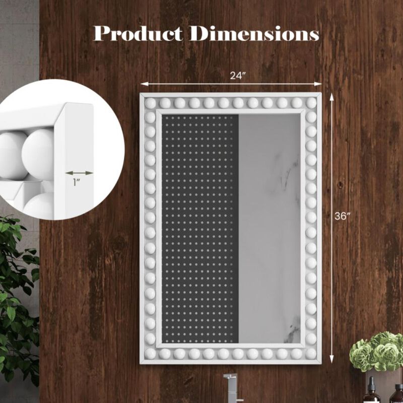 Hivvago Rustic Wall Mirror with Solid Wood Frame for Living Room  Bedroom